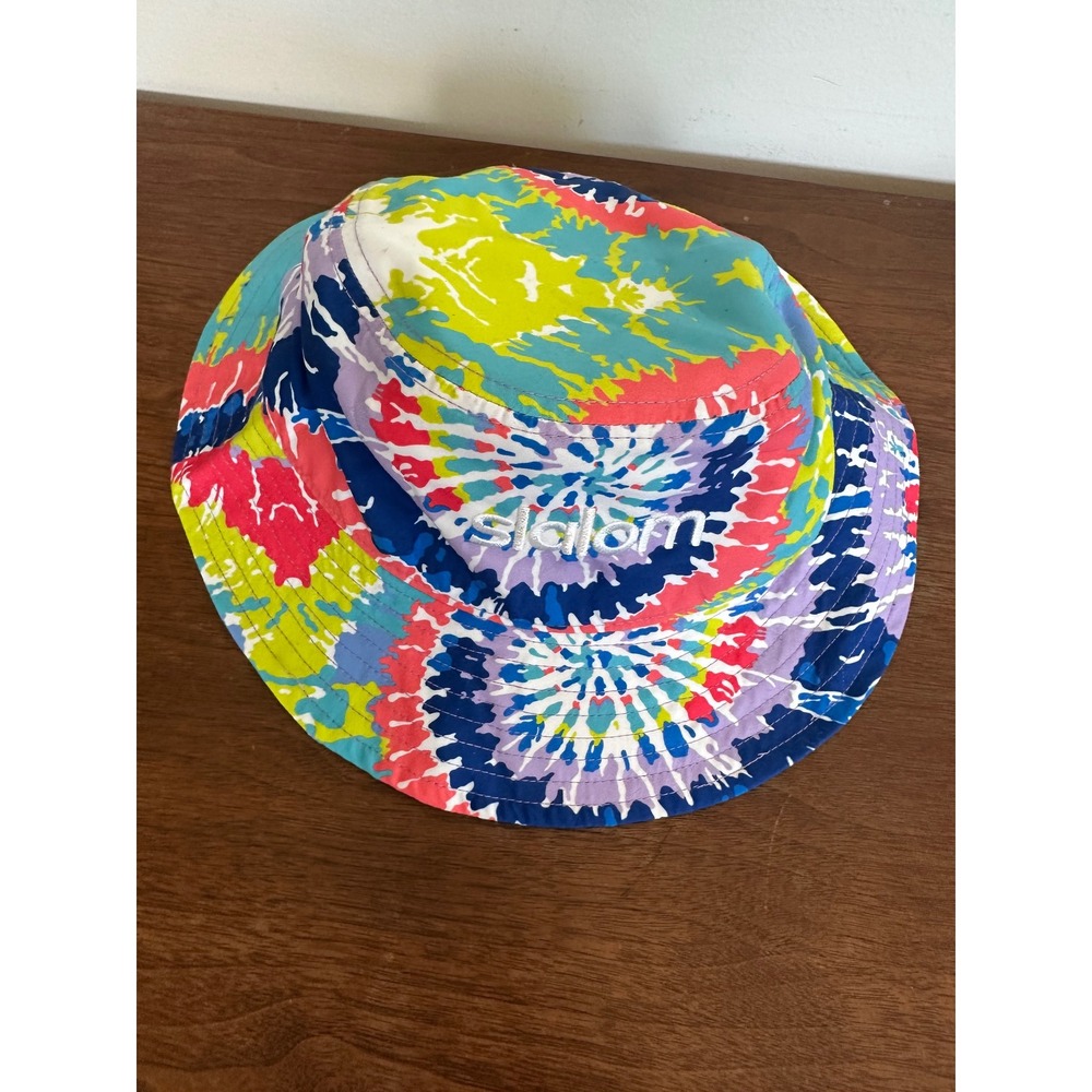 Slalom Bucket Hat Tie Dye Multi Color Embroidered Logo Festival Sun Hat